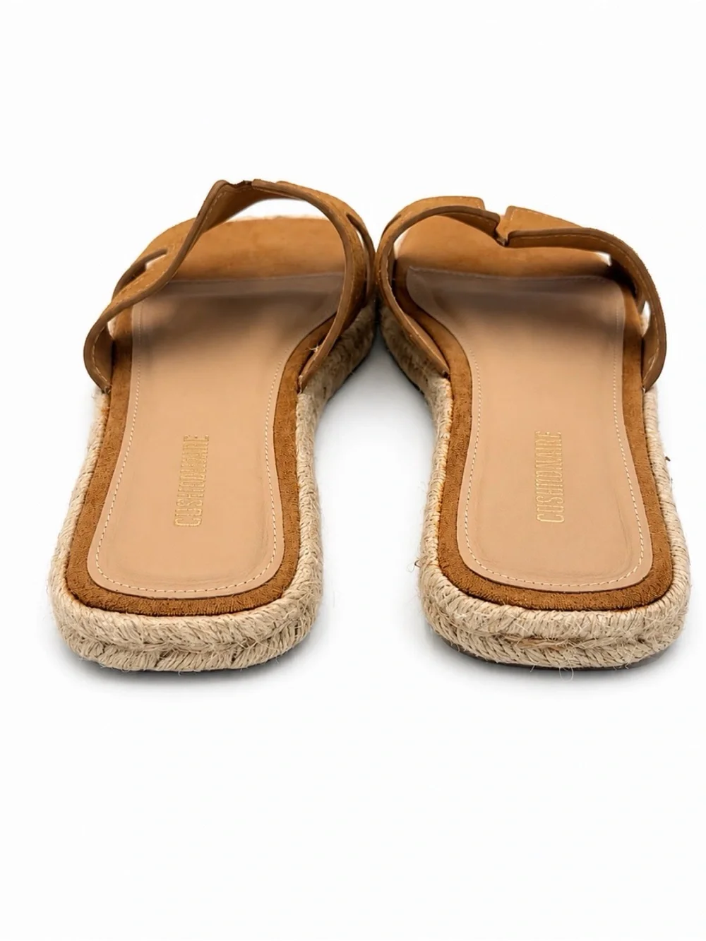 Cushionaire Avocado Espadrille Slide Sandals Tan Faux Suede Comfort Women's 6M